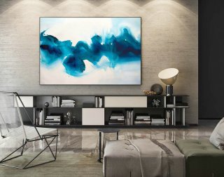 Extra Large Abstract Wall Art, Abstract Painting,Wall Art Canvas,Oil Abstract Art,Wall Art Original,Fine Art Painting,Blue White LaS228,nate berkus
