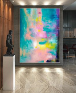Extra Large Abstract Painting, Abstract Wall Art,Acrylic Painting On Canvas,Oil Abstract Art,Painting By Artist,Oversized Art,Pink LaS143,small flat interior design