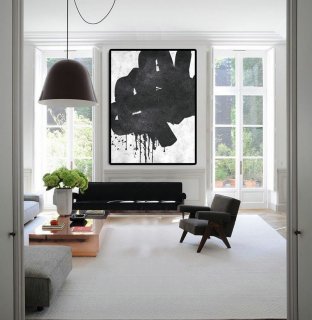Extra Large Abstract Painting On Canvas, Textured Painting Canvas Art, Black,modern watercolor artists