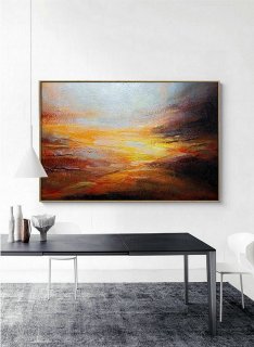 Sky Abstract Painting,Original Natural Landscape Painting,Large Wall Art Ocean Acrylic Painting,Heavy Rain Art,Scenic Extreme Weather Decor,interior design group