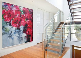 Abstract flower Oil Painting On Canvas, Original Art, Impressionist Landscape Painting by Jackson.,hutch interior design