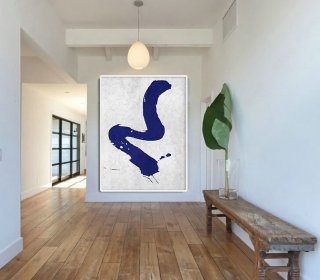 Blue And White Abstract Painting on Canvas, Large Abstract Art Wall Art, Minimalist Art Hand Made Acrylic Painting.,blue and gold abstract art