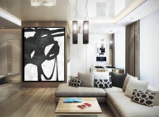 Extra Large Painting On Canvas, Textured Painting Canvas Art, Black And White Original Art Handmade.,japanese interior decoration