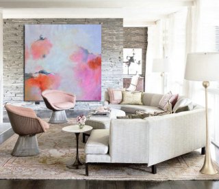 Large Hand-painted Abstract Art On Canvas, Original Painting by Biao.,beautiful living room designs