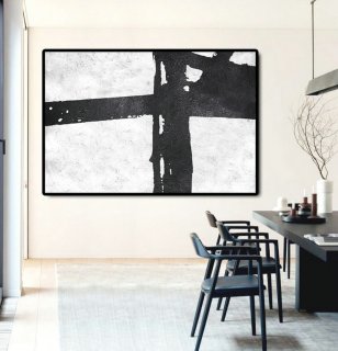 Hand Painted Extra Large Abstract Painting, Horizontal Acrylic Painting Large Wall Art. Black White Painting Original Art,interiors by design brand
