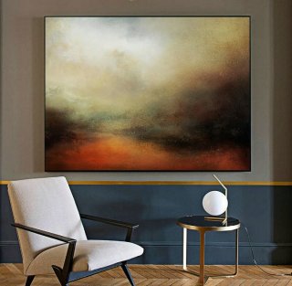 Large Sky Landscape Painting,Large Wall Sky Abstract Painting,Convergent Sea Landscape Painting,Minimalist Abstract Painting Of The Sky,john beckley artist