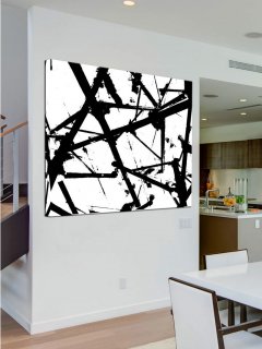 Original Large Abstract Art Painting On Canvas Black and White wall art Large Square Acrylic Painting On Canvas Minimalist Abstract Painting,modern art gallery near me
