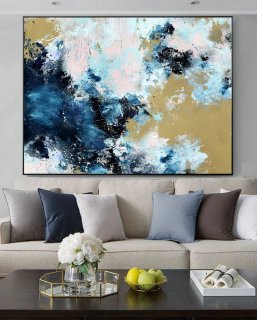 Large Cloud Abstract Art Painting,Large Abstract Painting,Sky Abstract Oil Painting on Canvas,Blue Abstract Art Canvas Painting,therapist office interior design
