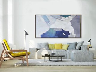 Handmade Original Horizontal Wall Art, Abstract Art Canvas Painting, Large Art. Gray, blue, green, pink. - By Biao,modern australian artists