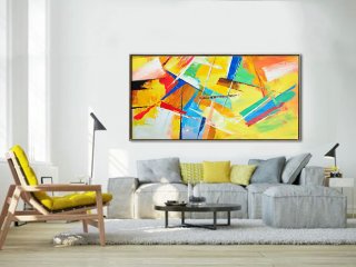 Palette Knife Painting, Original Horizontal Wall Art, Abstract Art Canvas Painting, Large Art. - By Leo,abstract sunflower art