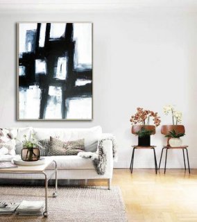 Abstract Decor Painting, Large Decor Art, Black and white art, Abstract Painting, Original Artwork, Large Contemporary, Black white fine art,plywood wall interior design