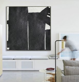 Abstract Painting Extra Large Canvas Art, Handmade Black White Geometric Art, Acrylic MinimaIlist Painting.,abstract ceramic art