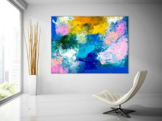 Pink Blue Extra Large Wall Art, Abstract Painting on Canvas Modern Home Decor Office Home Artwork Large Original Contemporary art XL lac693,contemporary japanese woodblock paintings