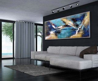 Abstract Wall Art Modern Colorful Large Modern Art Panoramic Abstract Painting 27x72"/70x180cm,tate modern surrealism