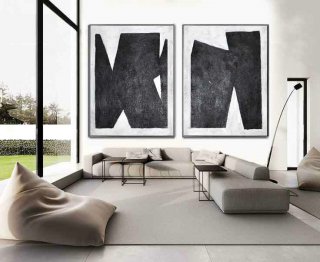 Set Of 2 Huge Contemporary Art Acrylic Painting On Canvas, Minimalist Canvas Wall Art By Celine,amazing abstract