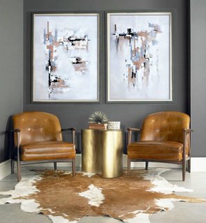 Set Of 2 Large Contemporary Painting, Abstract Canvas Art, Original Artwork by Biao. Beige, black, gray, brown, etc.,large canvas the range